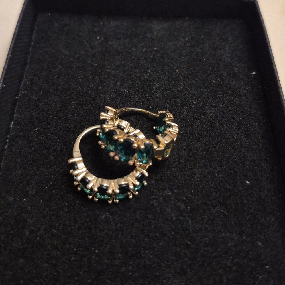 Elegant Gold and Green Hoop Earrings